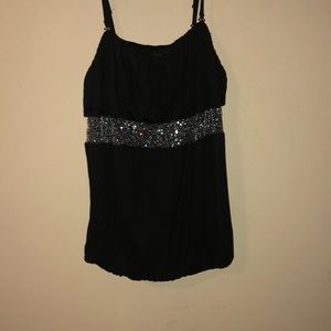 Black tank with sequin strip
